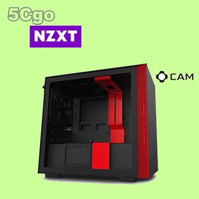 5Cgo【捷元】NZXT恩傑 H210i (4小) 數位控制-黑紅 透側電競機殼   二年保固