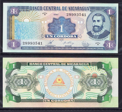 全新UNC 1995年 尼加拉瓜1科多巴 外國錢幣 紙幣 紙幣 紙鈔 紀念鈔【悠然居】14