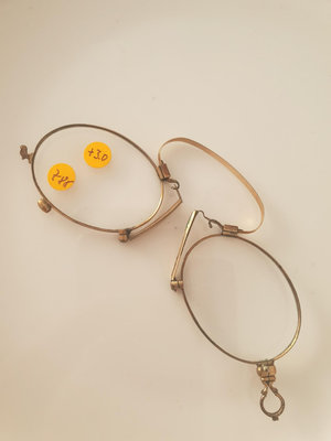 歐洲西洋古董夾鼻眼鏡14K包金有金標老花眼鏡可正常使