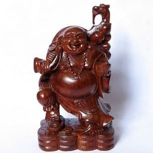 INPHIC-越南紅木工藝品木雕擺飾 布袋佛彌勒佛如意笑佛 30cm