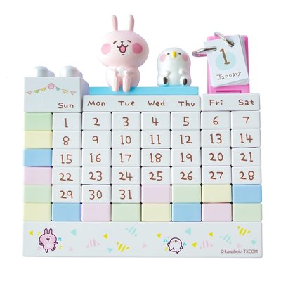 又敗家@日本製a-works卡娜赫拉的小動物萬年曆KH-055小兔兔P助造型積木桌曆月曆日曆辦公室桌上擺飾日期舒壓小物