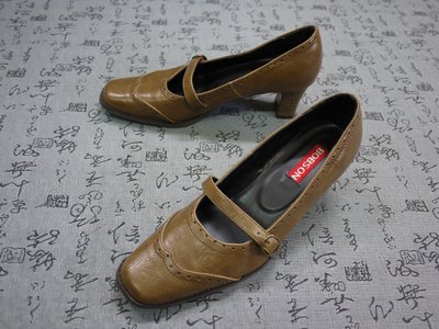 日本 BOBSON 高級真皮粗跟鞋  USA 6.5 EUR 37 JPN 23.5 CM