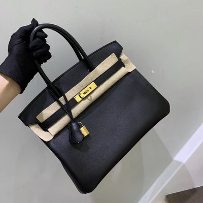 【Luxury Room極盡奢華】保證專櫃真品Hermes正品 愛馬仕Birkin柏金包30cm超美Epsom皮 經典 黑色 金釦 黑金 全新 未使用