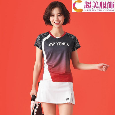 yonexT恤運動短袖尤尼克斯羽毛球服女套裝YY打男桌球服定製隊服~超美服飾