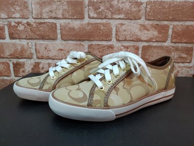 [清倉] 全新【COACH】 SNEAKER 帆布鞋 休閒鞋 卡其色 6.5號