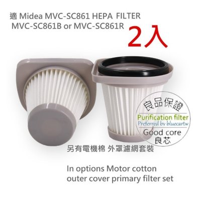 2入適 Midea MVC-SC861 HEPA 濾芯 電機棉 初濾網 MVC-SC861B or MVC-SC861R