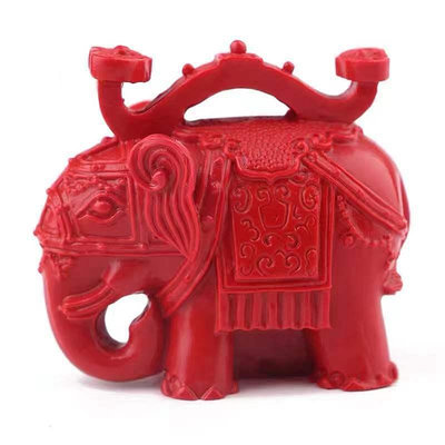 天然紅朱砂大象風水象家居擺件吉祥如意辦公室擺件工藝品裝飾擺飾~不含運費