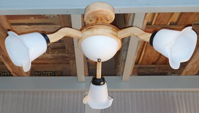 最頂級的木頭燈飾 台灣檜木半吸頂燈3+1燈海芋燈罩 檜木老料製成較為穩定 淡淡的檜木香味 就像是大自然的芬多精在家中