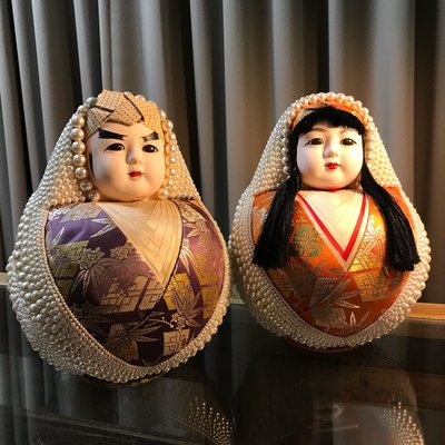 （年代秀）已讓藏 早期日本人形娃娃不倒翁擺飾 民藝老件收藏 結婚生子賀禮 姫だるま 錦だるま