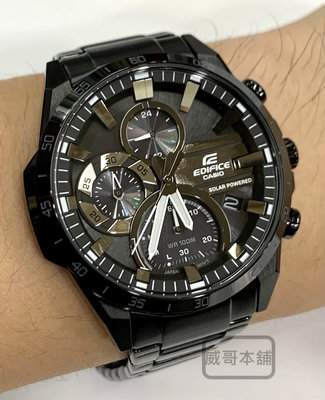 【威哥本舖】Casio台灣原廠公司貨 EDIFICE EQS-940DC-1A 太陽能 全黑三眼計時賽車錶