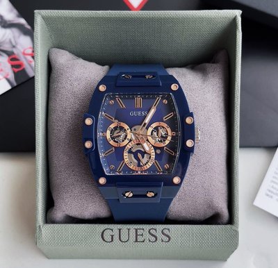 GUESS Phoenix 藍色面錶盤 藍色矽膠錶帶 石英 男士手錶 GW0203G7