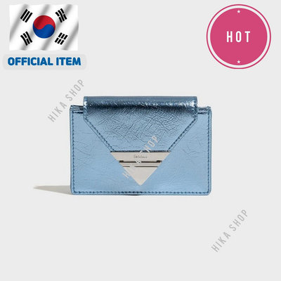 [新] 韓國女士雙折錢包 Fennec PUSH SLIDE POCKET - 金屬藍