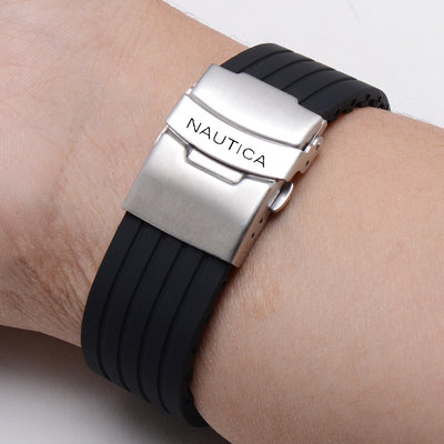 諾帝卡手錶帶NAUTICA橡膠錶帶男女通用柔軟防水硅膠錶鍊配件20 22