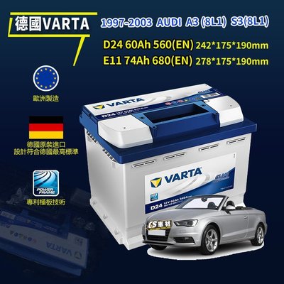 CS車材 - VARTA 華達電池 AUDI 奧迪 A3/S3 (8L1) 97-03年 非韓製 代客安裝