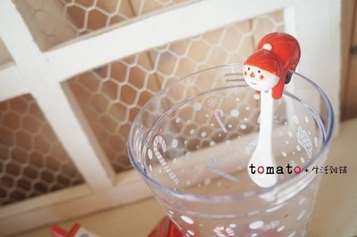 ˙ＴＯＭＡＴＯ生活雜鋪˙日本進口雜貨秋冬聖誕節限定聖誕老人 雪人造型杯緣可掛瓷質湯匙