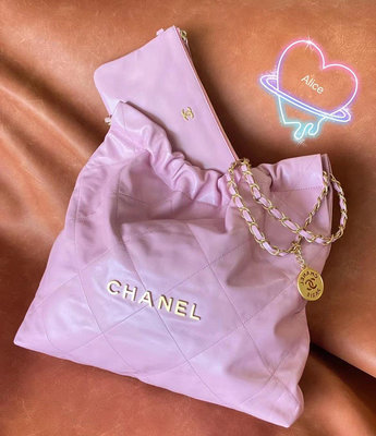 【SUNNY 精品】 chanel 香奈兒 22bag 粉色 單肩包 手提包 鏈條包 中號