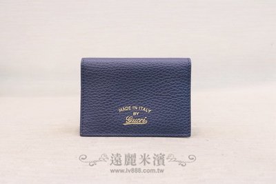 遠麗精品(板橋店) Y0081 gucci灰藍牛皮草寫logo證件夾