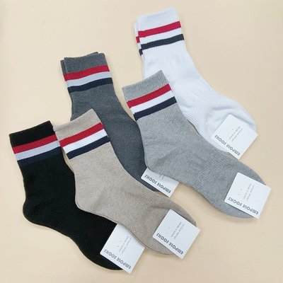 男襪 韓國直送 紅白藍條紋襪 條紋襪子 長筒襪