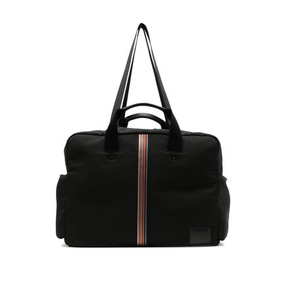 [全新真品代購-F/W23 SALE!] Paul Smith 條紋織帶 黑色 旅行包 / 手提包 (PS)