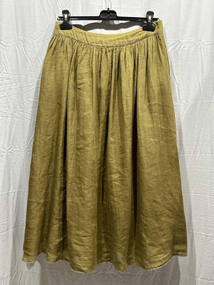 [女裝選品店]橄欖綠兩面穿麻質傘裙/抓褶裙 KBF MUJI Uniqlo ZARA agnes b. 韓貨