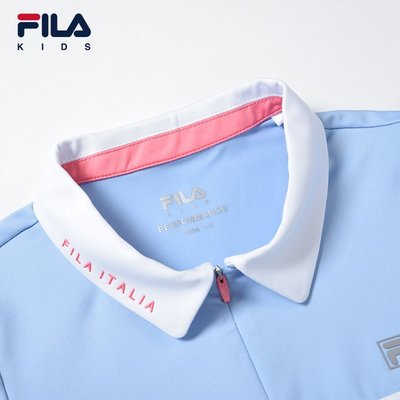 特賣-FILA斐樂童裝兒童短袖POLO衫2022夏季款女童大童彈力高爾夫上衣