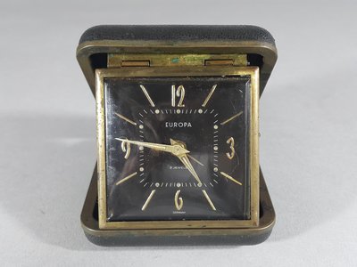 [銀九藝] EUROPA 德國製 2石 早期 旅行鬧鐘 古董機械鐘 發條鐘 (8)