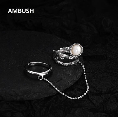 創客優品 AMBUSH珠寶石雙戒指 純銀925銀飾小眾設計品牌鋯石寶石戒指純欲風YS2316