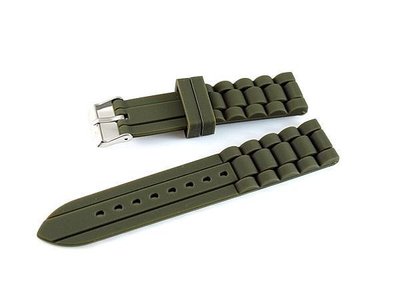 艾曼達精品~20mm超值silicone 鋼帶紋軍綠色矽膠錶帶不鏽鋼錶扣,雙錶圈,diesel nixon ck sei