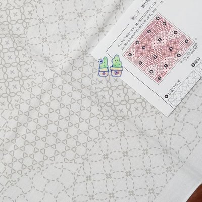 【HM】刺子繡-6種圖案扇型套組hobbyra-hobbyre -白色布+單色線系（刺子繡布+刺子繡線）