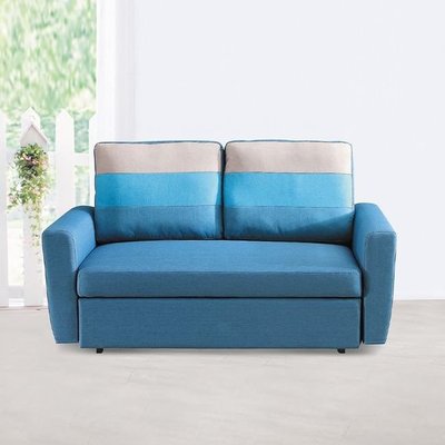 【YA355-5】H30#藍色布雙人沙發床(雙扶手)