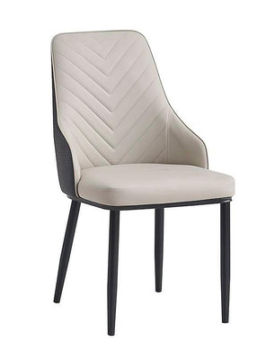 【生活家傢俱】JF-479-1：灰白皮鐵腳餐椅【台中家具】洽談椅 商業空間 造型椅 皮餐椅 書桌椅 PU皮+鐵腳