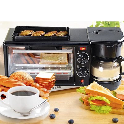 下殺-引流活動禮品三合一多功能早餐機家用迷妳烤箱咖啡機煎蛋面包機