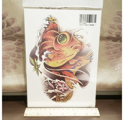 【萌古屋】大眼金魚手臂大圖 - 男女防水紋身貼紙原宿刺青貼紙K03