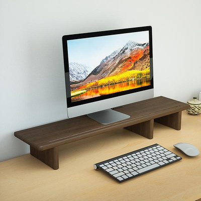 高端黑胡桃木實木桌面台式電腦顯示屏增高架顯示器收納台墊高底座