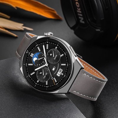 錶帶 手錶配件華為GT3 pro手表watchgt3pro真皮watch3表帶gt2智能2e運動pro專用gs榮耀mag