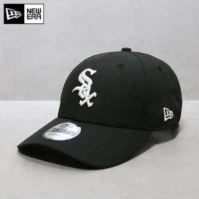 UU代購#NewEra帽子韓國代購球員版硬頂大標Sox芝加哥MLB棒球帽潮牌帽黑色
