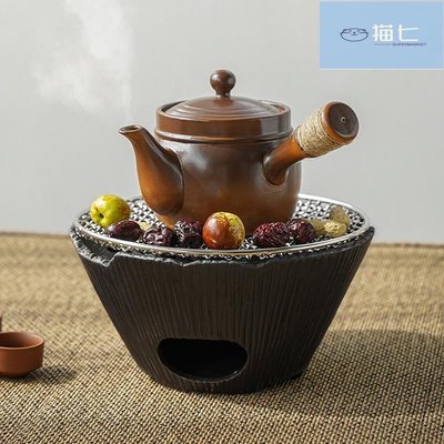 【熱賣精選】仿柴燒木炭取暖爐家用戶外茶壺陶瓷茶爐子復古炭火圍爐煮茶壺
