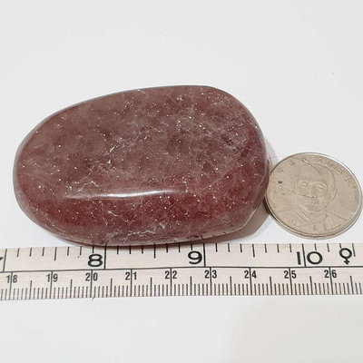 113.5g 草莓晶 拋光 水晶 礦石 冥想石 禮物 收藏 擺件 手把件