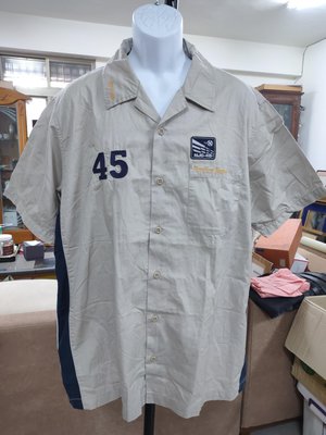 (二手瑕疵品)NAUTICA  JEANS淺棕灰工裝風短袖襯衫(美版L)(B633)