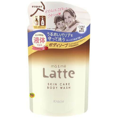 【JPGO】日本製 Kracie ma&amp;me Latte 保濕沐浴乳 補充包 360ml~液體型