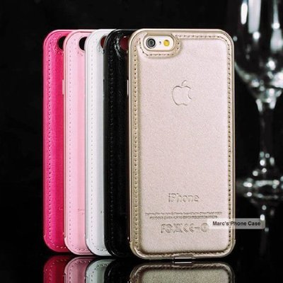 IPhone 6S 6 PLUS I6S I6  殼 手機殼 保護套 全包軟殼 金屬感邊框 薄 皮質背殼 粉 玫瑰 金色