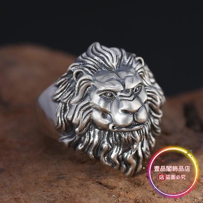 廠家批發925純銀時尚飾品男個性戒指復古泰銀獅子頭霸氣開口指環