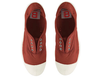 代購 法國22秋冬新款bensimon 基本elly款紅木色有鞋孔鬆緊帶帆布鞋