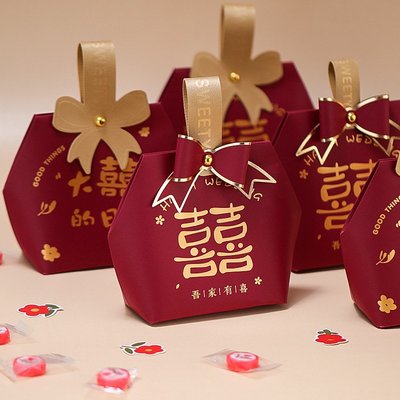 現貨2023新款喜糖盒子結婚專用高級感訂婚糖果盒婚禮手提伴手禮盒