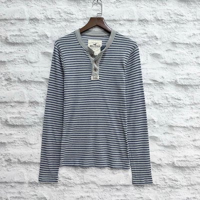 Maple麋鹿小舖 Hollister Co ＊ HCO 條紋海鷗LOGO長袖亨利T＊( 現貨S/M/L號 )