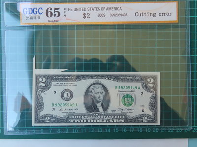 2009年美國2元 左上福耳 公藏 65 EPQ 、美國纸鈔會出現紙鈔福耳、相當少見