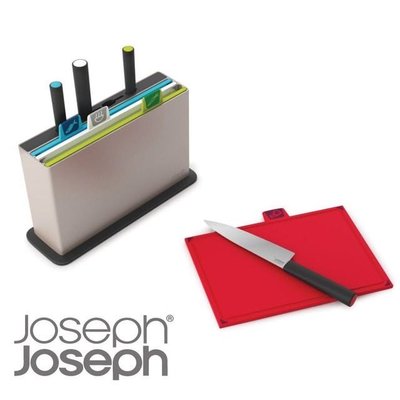 Joseph Joseph 檔案夾止滑砧板附刀組 附凹槽設計 英國代購
