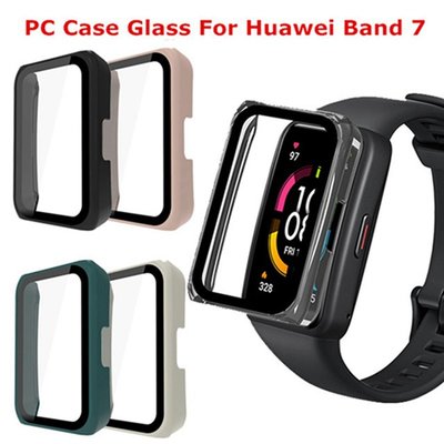 適用於 Huawei Band 7 6 機殼屏幕保護膜外殼為 Honor Band 7 6 鋼化玻璃 2 合 1 保護殼