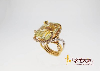 ＊奢華大道國際精品＊【J0432】天然黃水晶造型鑽戒