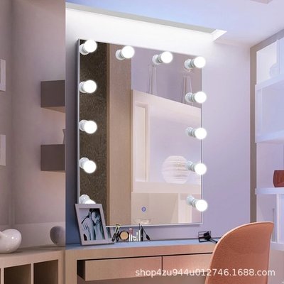 直供 梳妝臺化妝鏡美容補光ins風公主鏡 壁掛式led燈泡鏡 自行安裝